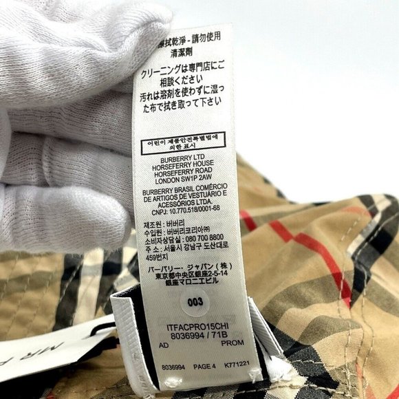 AUTH BURBERRY Vintage check reversible Bucket hat Yellow x Brown - Picture 10 of 11